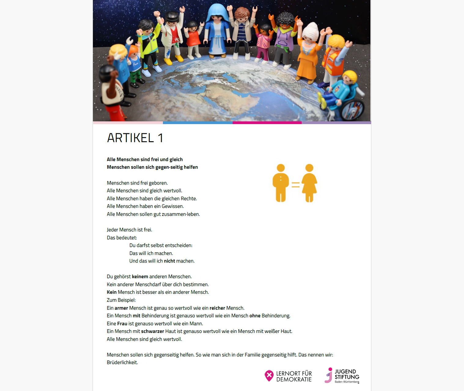 Artikel 1 der Menschenrechte in einfacher Sprache